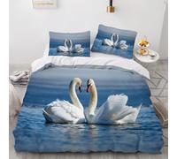 CHCHNXY Swan Super King Duvet Set Bedding Set With Zipper Closure For Kids Adults,Ultrasoft Microfiber Bed Set Hotel Quality Quilt Cover 102"X86"+2 Pillowcase 19"X29"