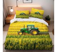 CHCHNXY Tractor Single Duvet Cover For Boys Girls 3D Print Bedding Set Easy Care Quilt Covers With 2 Matching Pillowcases 19"X29",Soft Breathable Duvet Cover(59"X87")