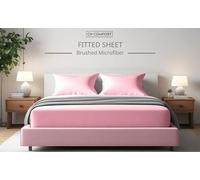ChComfort Deep King Size Fitted Sheet with 2 Matching Pillowcase - Pink Microfiber, All-Around Elastic 40cm depth, Wrinkle-Free, Fade Resistant - Suitable for All! (Pink, King)