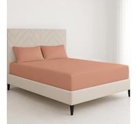 ChComfort Deep King Size Fitted Sheet with 2 Matching Pillowcases - Brick Bown Microfiber, All-Around Elastic 40cm depth, Wrinkle-Free, Fade Resistant - Suitable for All! (Brown Brick, King)