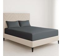 ChComfort Deep Single Size Fitted Sheet with Matching Pillowcase - Charcoal Microfiber, All-Around Elastic 40cm depth, Wrinkle-Free, Fade Resistant - Suitable for All! (Charcoal, Single)