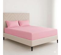 ChComfort Deep Small Double/4ft Fitted Sheet with 2 Matching Pillowcases- Pink Microfiber, All-Around Elastic 40cm depth, Wrinkle-Free, Fade Resistant - Suitable for All! (Pink, Small Double)
