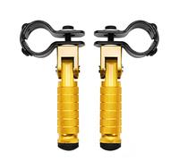 Chcuuk1 Motorcycle Foot Pegs Gold Highway Folding Footrests Pedal 2pcs Universal For Motorcycle with 30mm-32mm tube core