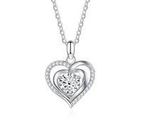 CHCWR 1.0 CT Moissanite Pendant Necklace Heart Necklace Mother's Day Anniversary Birthday Gift For Women