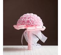 CHCWR 1/2/4/6 Pcs 10 Inches Wedding Flower Bouquets for Bride Bridesmaid Fake Rose Bouquets Floral Arrangements w/Diamond and Soft Ribbons for Wedding Decorations