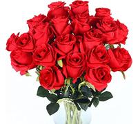 CHCWR 10 Pcs Artificial Roses with Stems Real Touch Fake Velvet Silk Rose Flowers DIY Wedding Bouquets Floral Arrangements Party Home Decor
