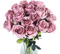 CHCWR 10 Pcs Artificial Roses with Stems Real Touch Fake Velvet Silk Rose Flowers DIY Wedding Bouquets Floral Arrangements Party Home Decor