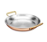 CHCWR 10 Sizes Nonstick Spanish Paella Pan Hand Hammered Seapaella Pot Cookware with Dual Handles, Skillet for Homes, Kitchen/Rosegold/32Cm