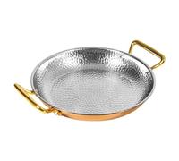 CHCWR 10 Sizes Paella Pan with Dual Handles, Hand Hammered Spanish Paella Pan Non Stick Seapaella Cookware Pot for Homes or Restaurants, 32Cm, Rose Gold Sautefrypan/Rosegold/36Cm