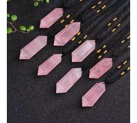 CHCWR 10Pcs Wholesale Natural Rose Quartz Crystal Point Wand Pendant Necklace