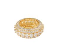 CHCWR 14K Gold Classic Triple-Row Round Moissanite Ring, Enduring Elegance, Fashion Gift for Men