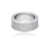 CHCWR 14K Gold Five-Row Inlaid Mossanite Ring, Men's Hip-Hop Ring, Five Rows of Unmatched Brilliance for Him,Father's Day Gift