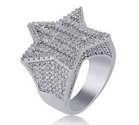 CHCWR 14K Gold Five-Star Design Ring, Wide Face Densely Set Moissanite Men's Ring, A Stellar Gift for Trendsetters and Visionaries,Father's Day Gift