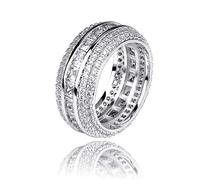 CHCWR 14K Gold Micro-Inlaid Five-Row Moissanite Ring, Hip-Hop Style Ring, A Five-Rowed Showstopper for Grand Events,Father's Day Gift