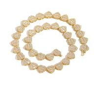 CHCWR 14K Gold Over S925 Heart-Shaped T-Cut Moissanite Necklace, Romantic Hip-Hop Jewelry, Couples Gift