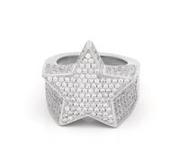 CHCWR 14K Gold Star-Studded Moissanite Statement Ring for Men, Iced Out Design with Geometric, Exclusive Hip-Hop Gift
