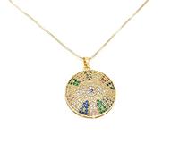 CHCWR 18K Gold and Moissanite Multicolor Evil Eye Necklace, Protective Jewelry for Women, Ideal Surprise Gift