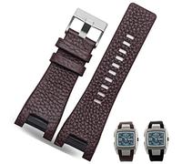 CHCWR 32 * 17mm genuine leather with stainless steel clasp watchband strap Dedicated men for Diesel DZ4246 DZ1273b Bracelet