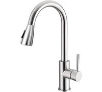 CHCWR 360°Swivel Kitchen Tap with Pull Down Sprayer,Plating Single Handle Kitchen Sink Faucets,High Arc Mixer Tap Fit for 1 Hole (Color : Silver A.)