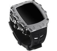 CHCWR Alloy Watch Case+Silicone Watch Band,For SE 8/7/6/4 45mm 44mm, Rm Style Metal Frame Watch Strap Replacement Kit for Men Women
