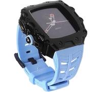 CHCWR Alloy Watch Case+Silicone Watch Band,For SE 8/7/6/4 45mm 44mm, Rm Style Metal Frame Watch Strap Replacement Kit for Men Women