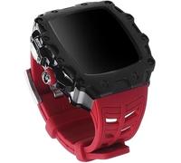 CHCWR Alloy Watch Case+Silicone Watch Band,For SE 8/7/6/4 45mm 44mm, Rm Style Metal Frame Watch Strap Replacement Kit for Men Women