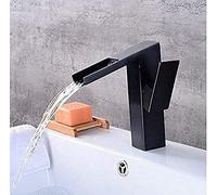 CHCWR Antique Basin Faucet Brass Brushed Black Kitchen Faucet Square Waterfall Single Handle Hole Mixer Water Taps