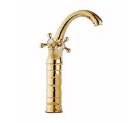 CHCWR Antique Brass Bathroom Sink Faucet with Double Handles Single Hole Design Compatible with Balcony Black Finish.