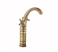CHCWR Antique Brass Bathroom Sink Faucet with Double Handles Single Hole Design Compatible with Balcony Black Finish.