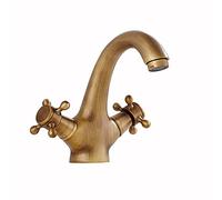 CHCWR Antique Brass Bathroom Sink Faucet with Double Handles Single Hole Design Compatible with Balcony Black Finish.