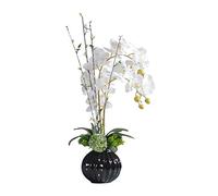 CHCWR Artificial Flowers and Vases White Natural Fake Flower Dried Flowers Hydrangea Wedding Bouquet Table Centerpiece Office Wedding Party Decoration