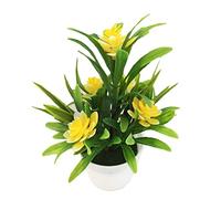 CHCWR Artificial Lotus with Leaves Simulation Potted Fake Plant Small Bonsai Desktop Ornaments Indoor Outdoor Home Office Decoration