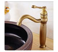CHCWR Basin Faucets Antique Bronze Solid Brass Bathroom Sink Faucet with Ceramic Single Handle Hole Wash Basin Mixer Tap WC Taps(Antique Short-01)