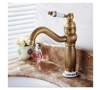 CHCWR Basin Faucets Antique Bronze Solid Brass Bathroom Sink Faucet with Ceramic Single Handle Hole Wash Basin Mixer Tap WC Taps(Antique Short-01)