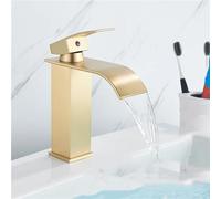 CHCWR Bathroom Faucet,Hot Cold Water Basin Faucet, Waterfall, Bathroom, Wash Basin Faucets, Single Lever Mixer, Chrome Plated Brass, Wash Mixer Taps, Black, Gold, MMW