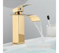 CHCWR Bathroom Faucet,Hot Cold Water Basin Faucet, Waterfall, Bathroom, Wash Basin Faucets, Single Lever Mixer, Chrome Plated Brass, Wash Mixer Taps, Black, Gold, MMW