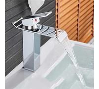 CHCWR Bathroom Faucet,Hot Cold Water Basin Faucet, Waterfall, Bathroom, Wash Basin Faucets, Single Lever Mixer, Chrome Plated Brass, Wash Mixer Taps, Black, Gold, MMW