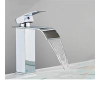 CHCWR Bathroom Faucet,Hot Cold Water Basin Faucet, Waterfall, Bathroom, Wash Basin Faucets, Single Lever Mixer, Chrome Plated Brass, Wash Mixer Taps, Black, Gold, MMW