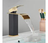 CHCWR Bathroom Faucet,Hot Cold Water Basin Faucet, Waterfall, Bathroom, Wash Basin Faucets, Single Lever Mixer, Chrome Plated Brass, Wash Mixer Taps, Black, Gold, MMW