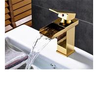 CHCWR Bathroom Faucet,Hot Cold Water Basin Faucet, Waterfall, Bathroom, Wash Basin Faucets, Single Lever Mixer, Chrome Plated Brass, Wash Mixer Taps, Black, Gold, MMW