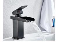 CHCWR Bathroom Faucet,Hot Cold Water Basin Faucet, Waterfall, Bathroom, Wash Basin Faucets, Single Lever Mixer, Chrome Plated Brass, Wash Mixer Taps, Black, Gold, MMW