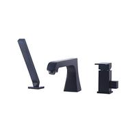 CHCWR Bathtub Faucet with Hand Shower Solid Brass Single Handle 3 Holes Contemporary Matte Black Deck Mounted Finish Bathroom Tub Sink Faucet,D (Size : B)