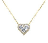 CHCWR Bezel-Set Moissanite Necklace in,Dainty Heart Shape Moissanite Pendant Necklace,Memorable Jewelry Gift
