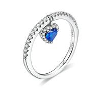 CHCWR Blue Heart Tiny Pendant Finger Rings For Women Engagement Statement Jewelry