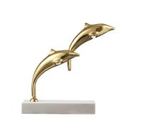 CHCWR Brass Dolphin Tabletop Figurine, Dolphin Statue, Office Study Wine Cooler Decorative Ornament, Bronze Animal Sculpture Craft Collection