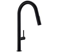 CHCWR Brass Pull Out Kitchen Faucet Brushed Chrome and Black 360 Degree Rotation(A)