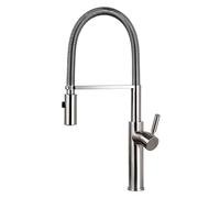 CHCWR Brushed Nickel Brass Sink Black Hose Mount Pull Down Dual Sprayer Nozzle Mixer Water Taps Kitchen Faucet(Polished Chrome)