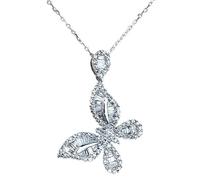 CHCWR Butterfly moissanite Diamond Pendant Wedding Pendants Necklace For Women Bridal Jewelry