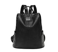 CHCWR Casual Black Coffee PU Leather Women Backpacks Female Teenager Girl Lady Travel Bags (Color : Black, Size : One Size)