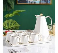 CHCWR Ceramic Coffee Tea Set Northern Europe Phnom Penh Multicolor Afternoon Tea Pot Cup Tray Set Home Kitchen Decoration Ornaments (Color : Pink) (White)